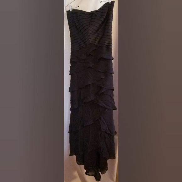 Vintage Silk Layered Black Tadashi Sleeveless Prom Evening Gown - Picture 4 of 16